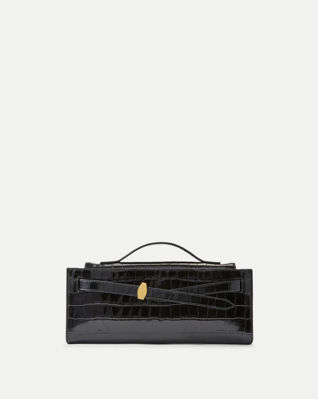 VERONICA BEARD DASH CLUTCH - BLACK CROC EMBOSSED LEATHER
