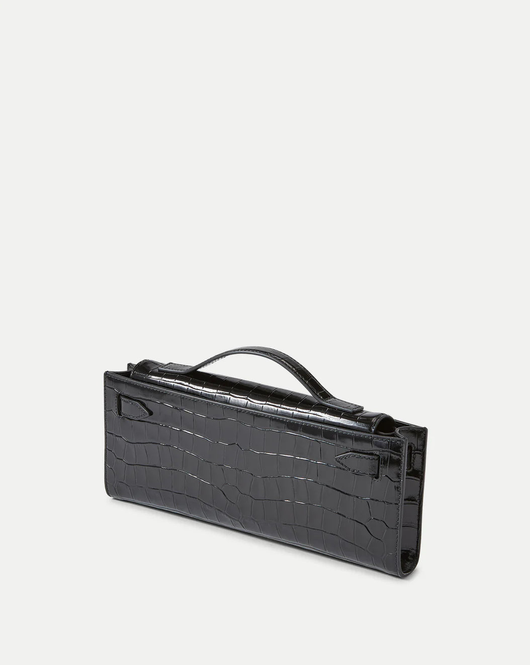 VERONICA BEARD DASH CLUTCH - BLACK CROC EMBOSSED LEATHER
