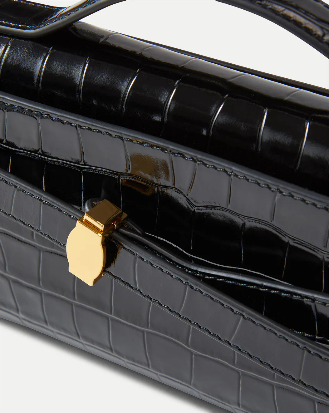 VERONICA BEARD DASH CLUTCH - BLACK CROC EMBOSSED LEATHER