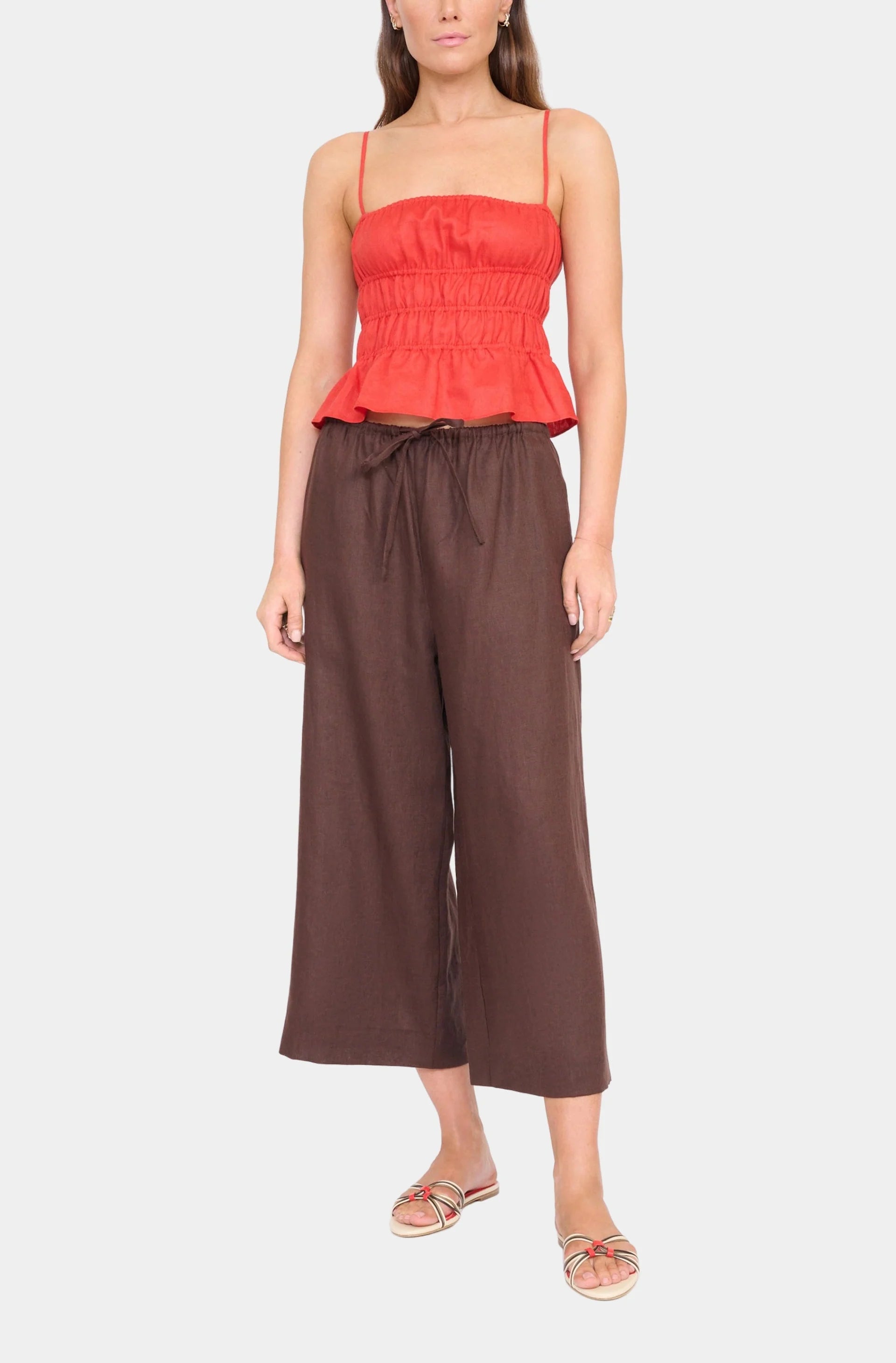 MATEO LINEN CROPPED PANT - ROOT