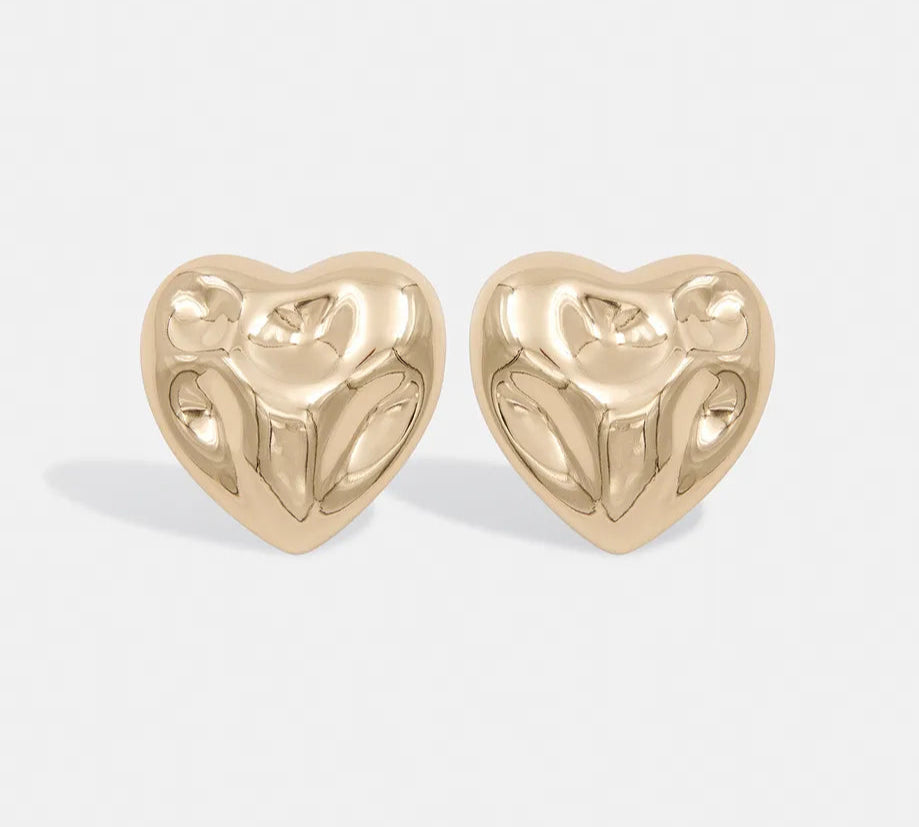 GOLD TONE TEXTURED HEART STUDS - HORACE