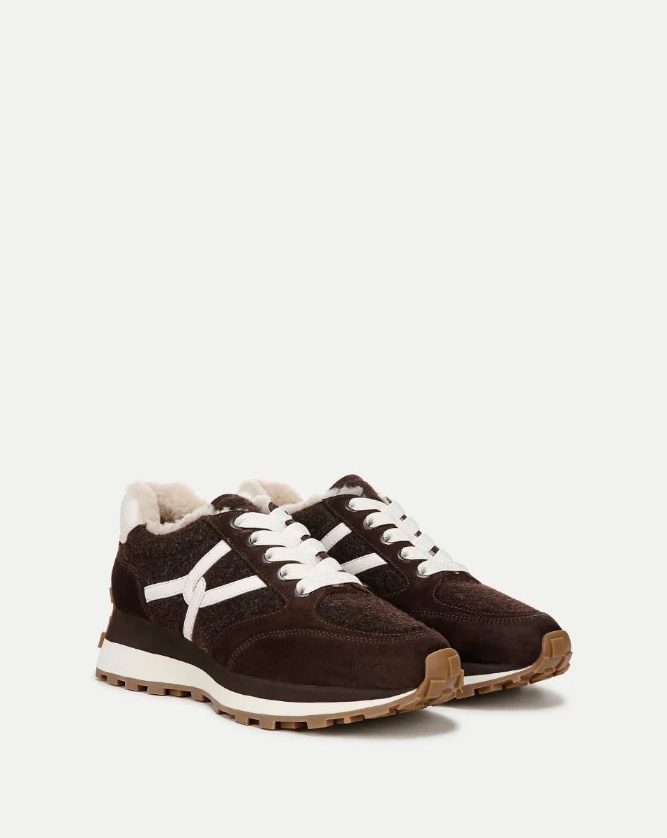 VALENTINA SHEARLING SNEAKER - ESPRESSO