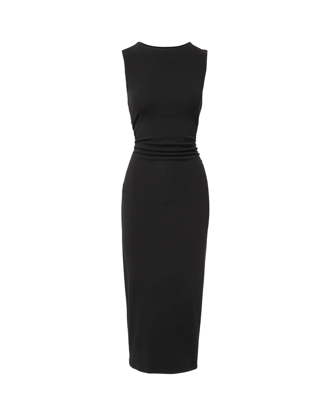 CHARISSA STRETCH-COTTON MIDI DRESS - BLACK