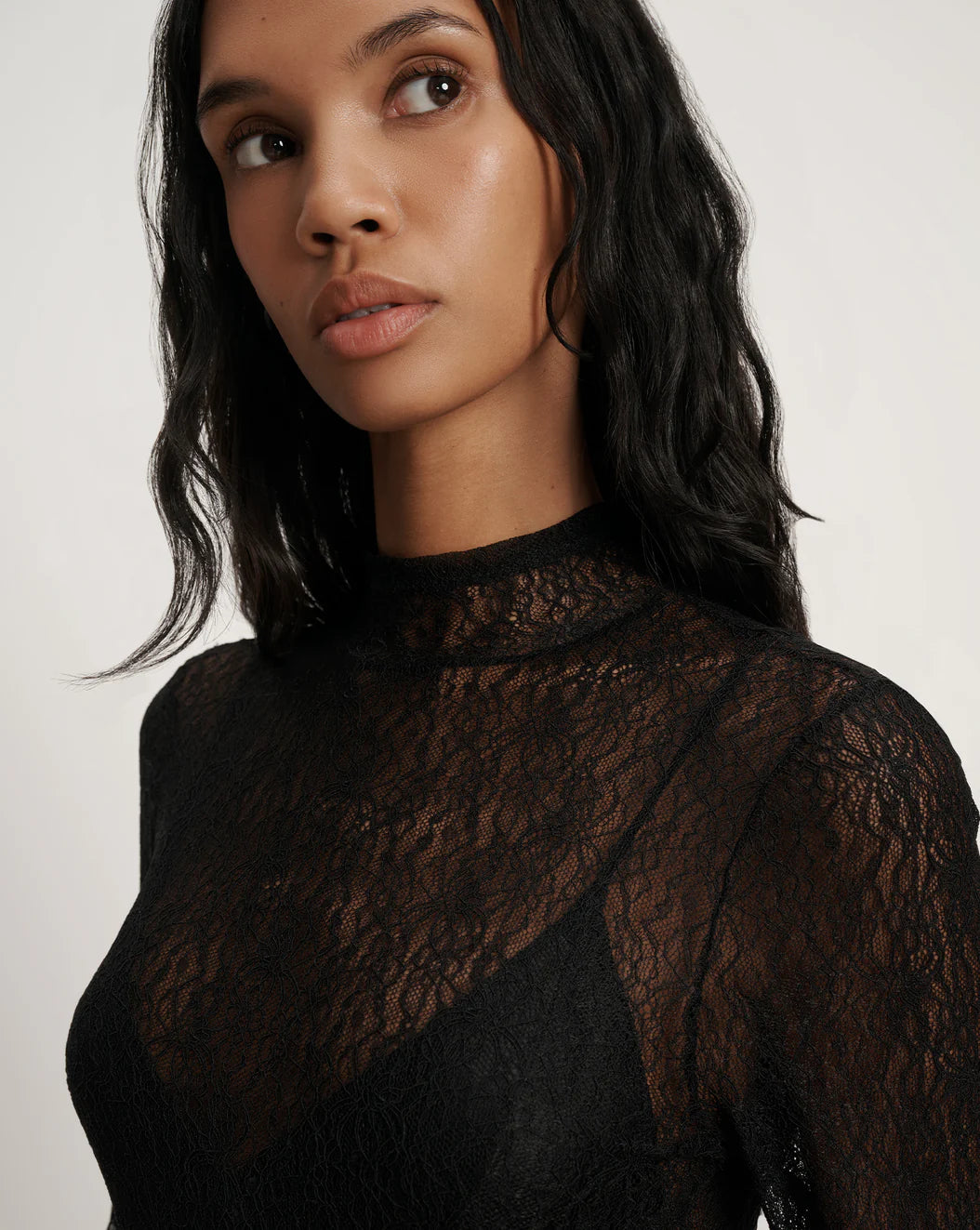 NATE LACE TOP - BLACK