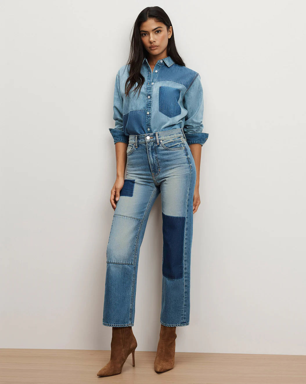 DYLAN PATCHWORK STRAIGHT-LEG JEAN - TIME LAPSE