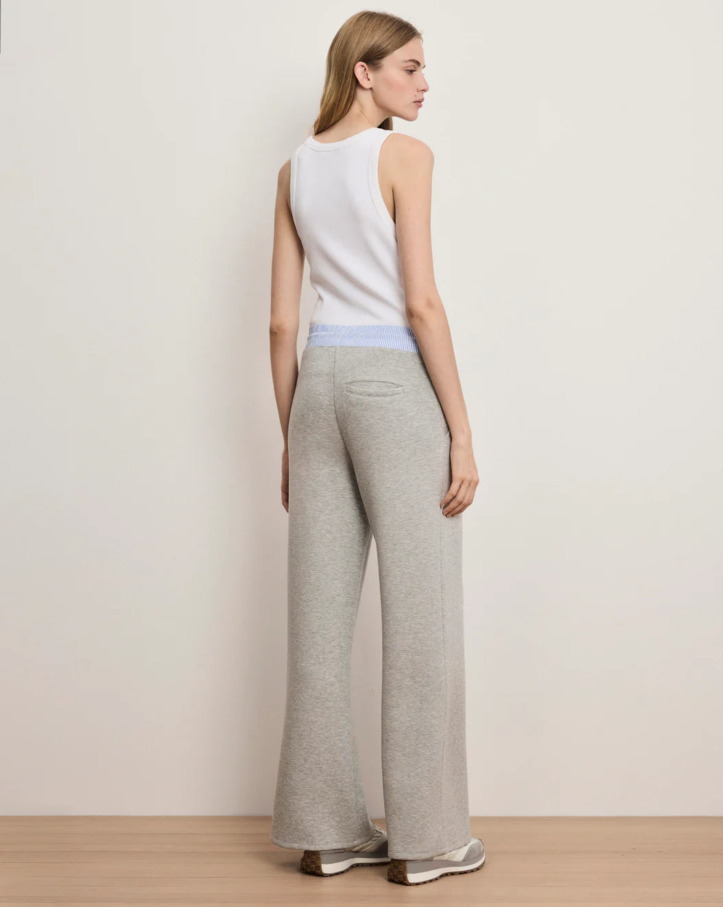 ERNIE KNIT WIDE LEG PANTS - LIGHT HEATHER GREY