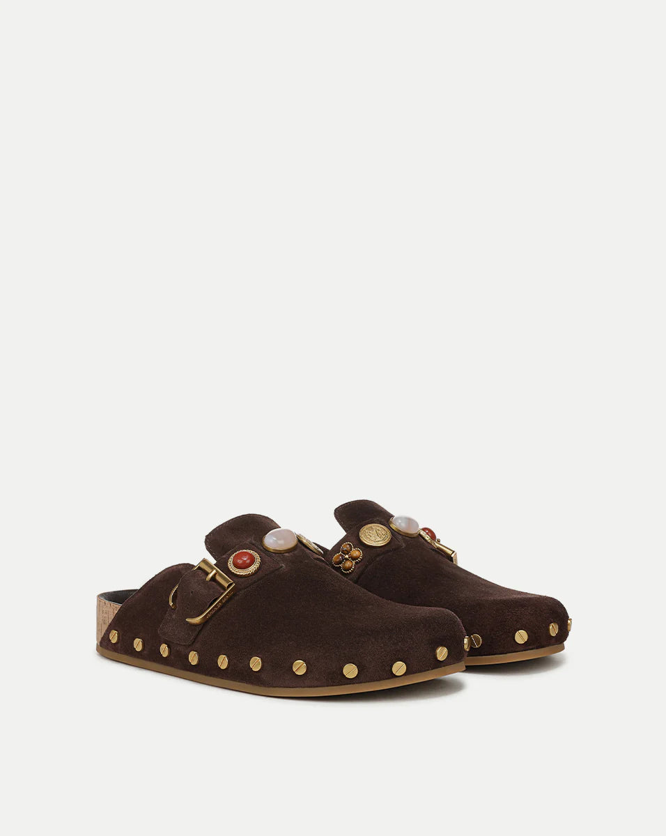 FERN EMBELLISHED CLOG - ESPRESSO