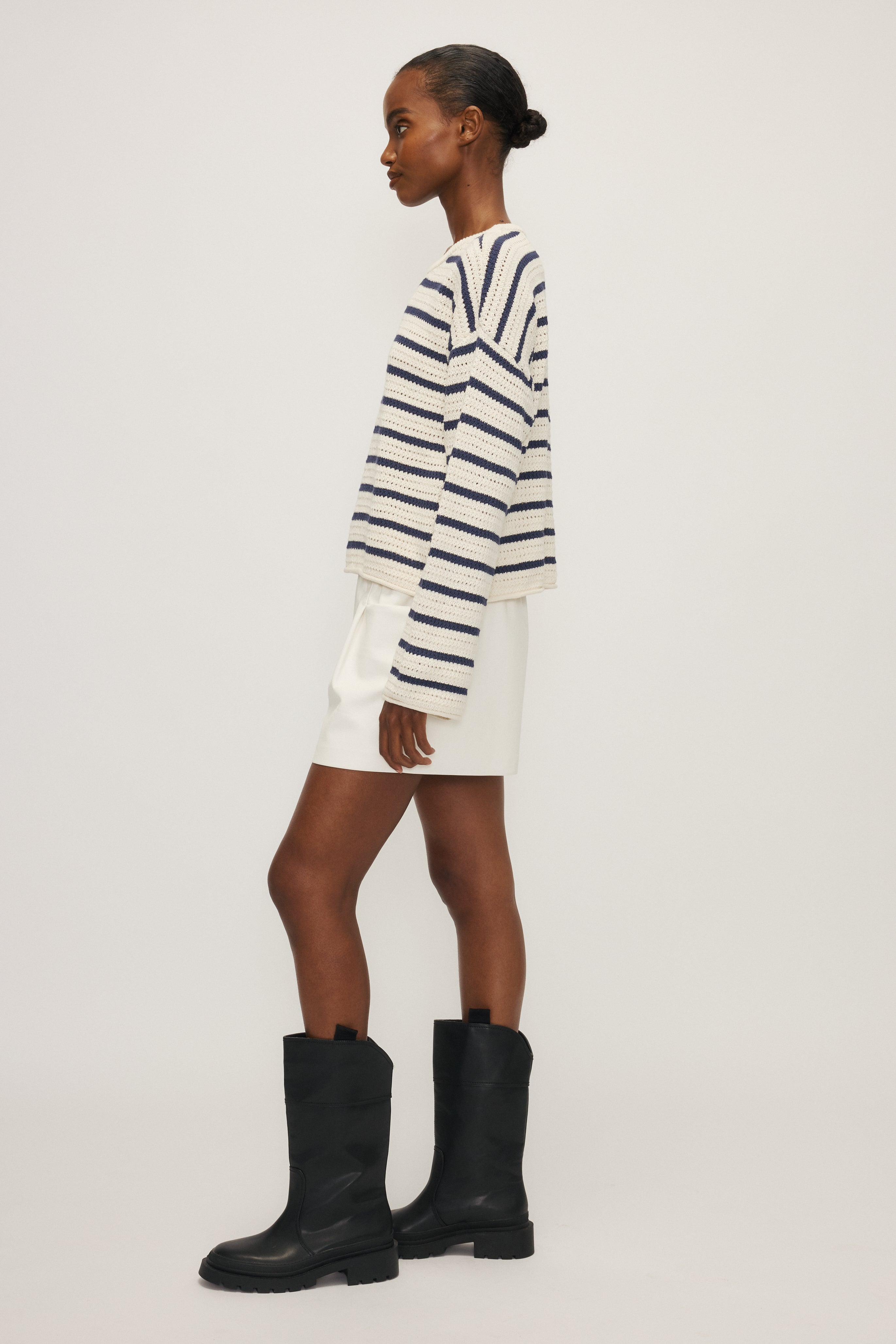 JORIS SWEATER - NAVY & CREAM STRIPED