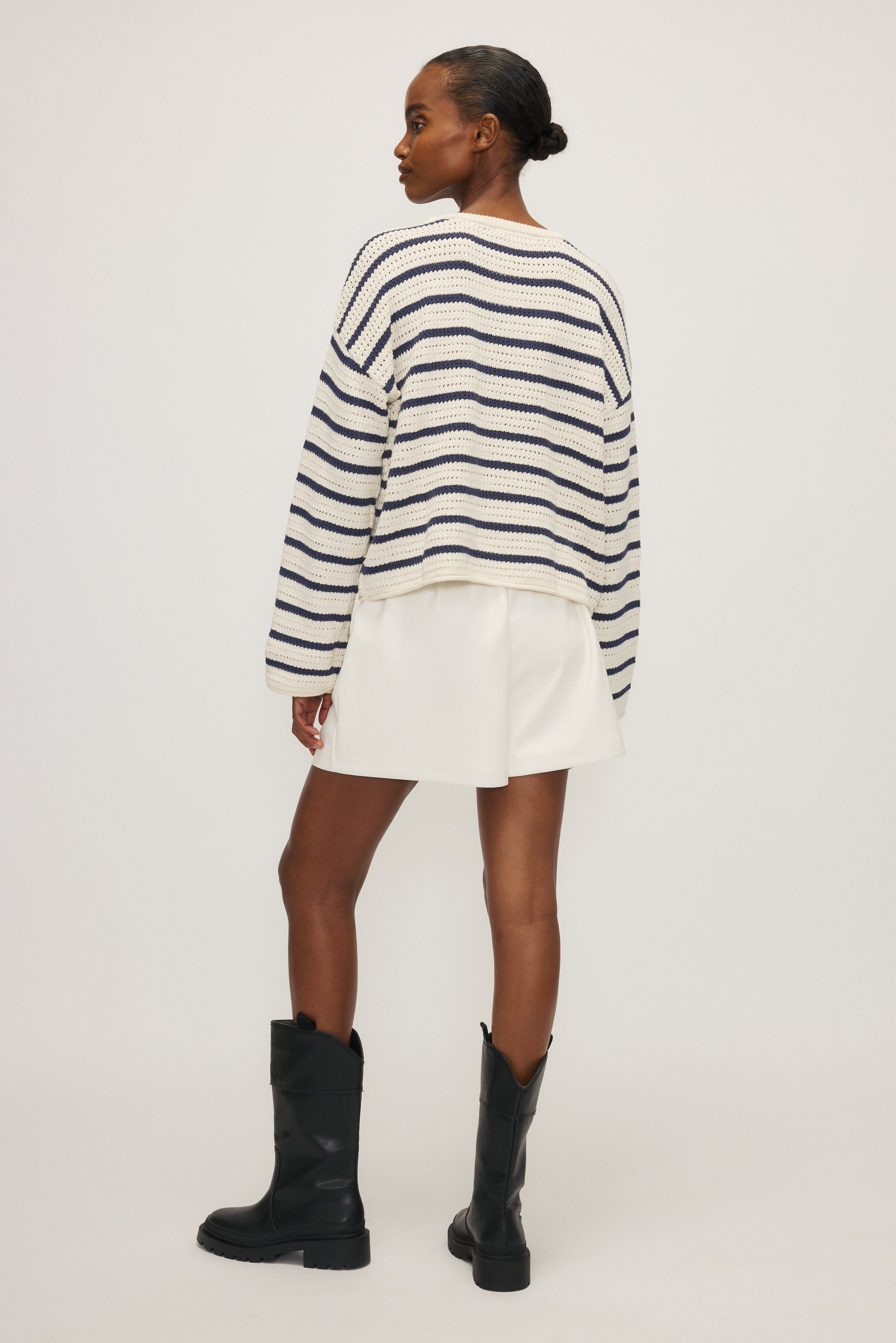 JORIS SWEATER - NAVY & CREAM STRIPED