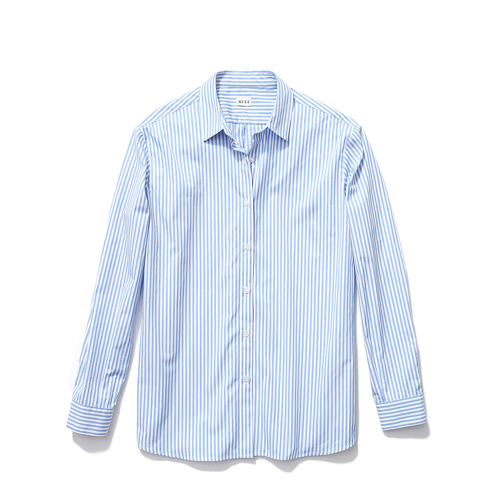 THE HUTTON OVERSIZED SHIRT - WHITE/SKY