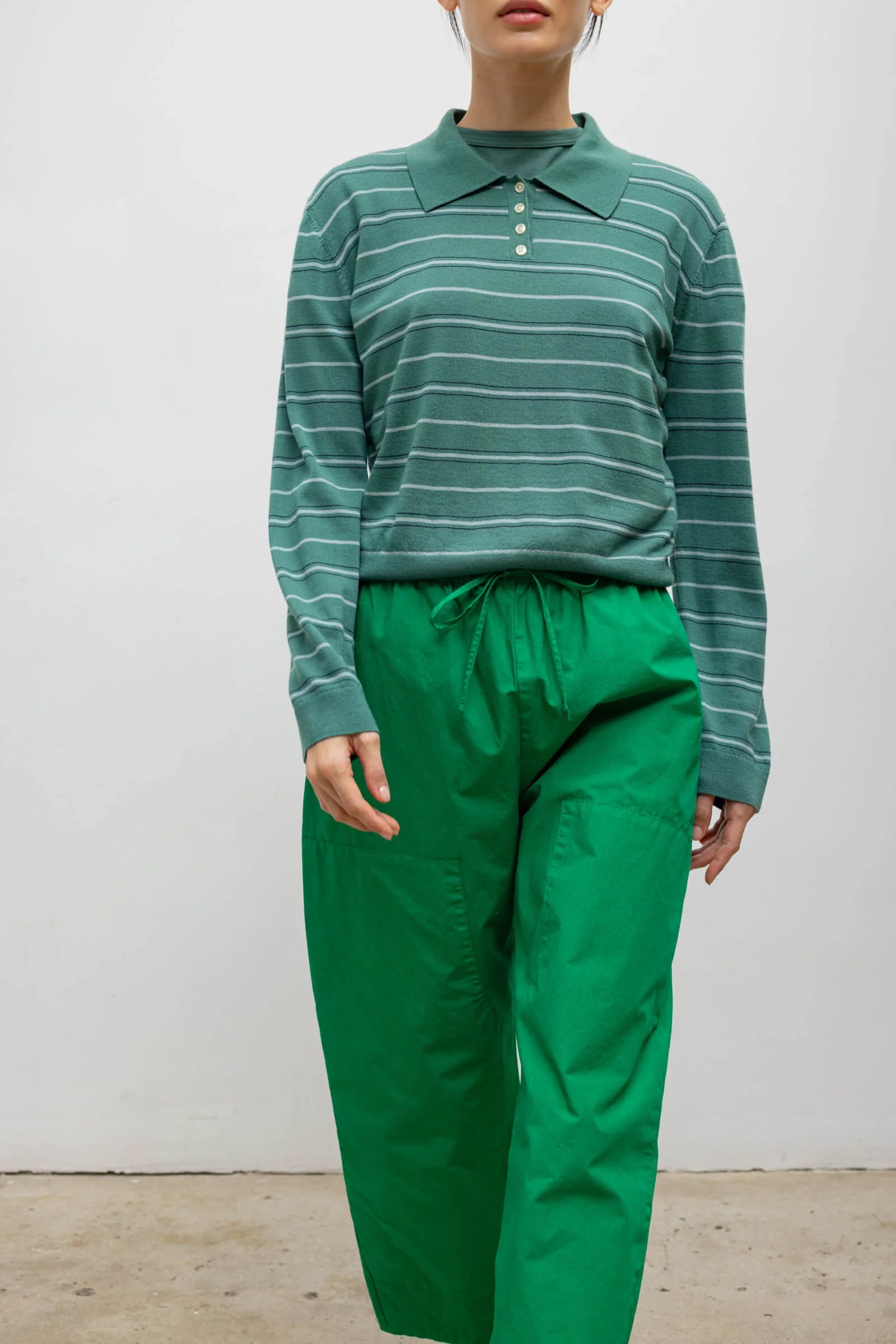 JAMES STRIPE POLO - BASIL STRIPE