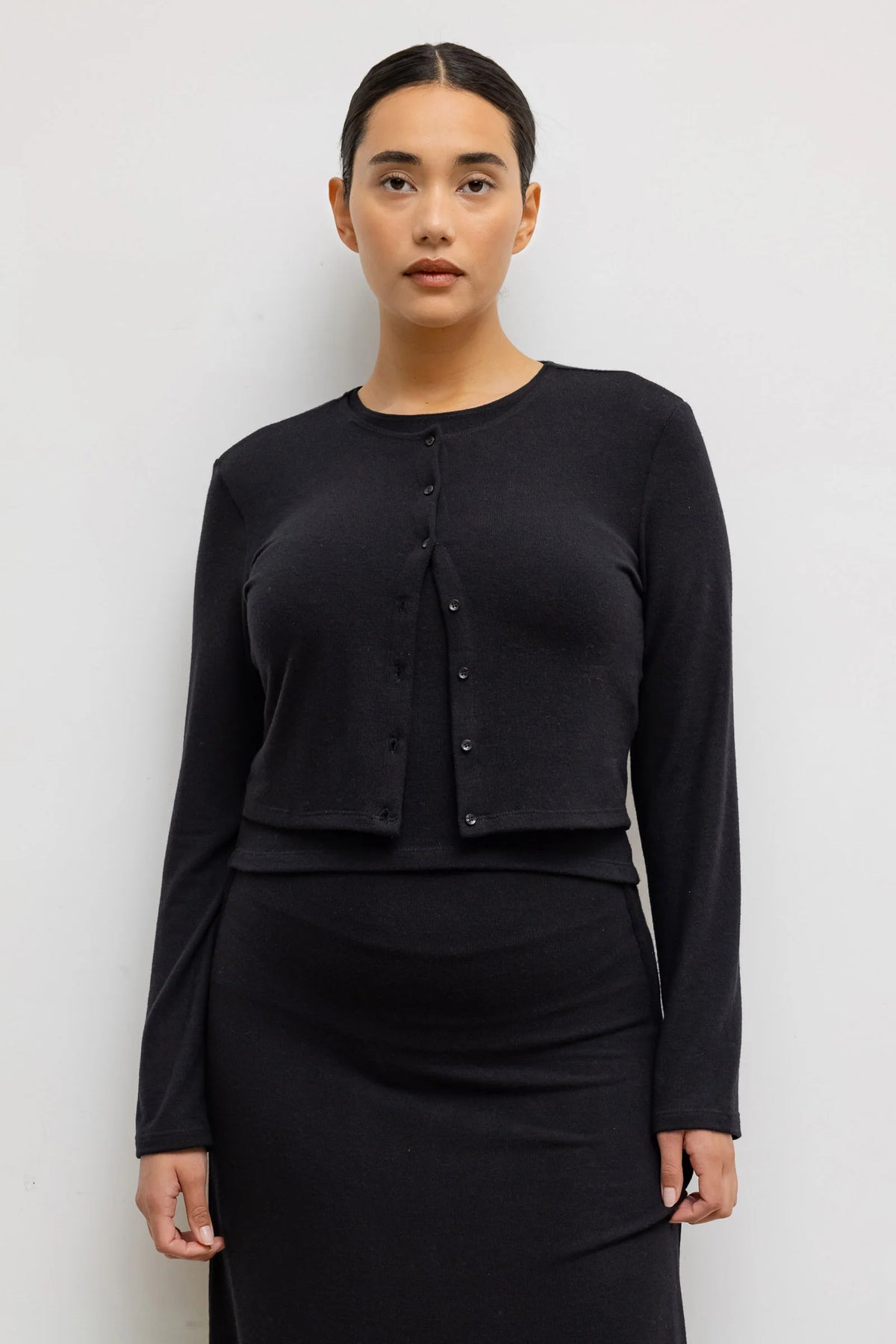 LAUREN CROP CARDIGAN II - BLACK