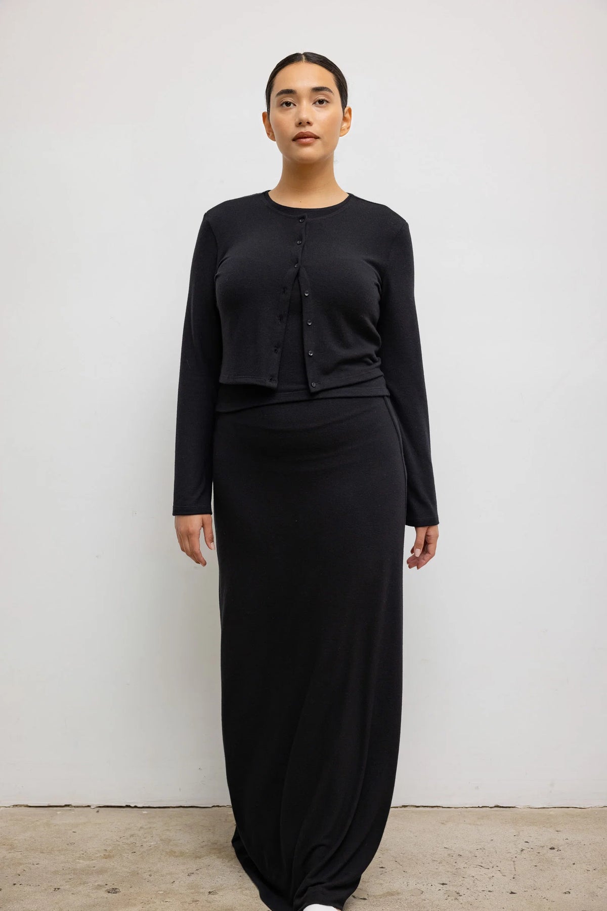 LAUREN CROP CARDIGAN II - BLACK