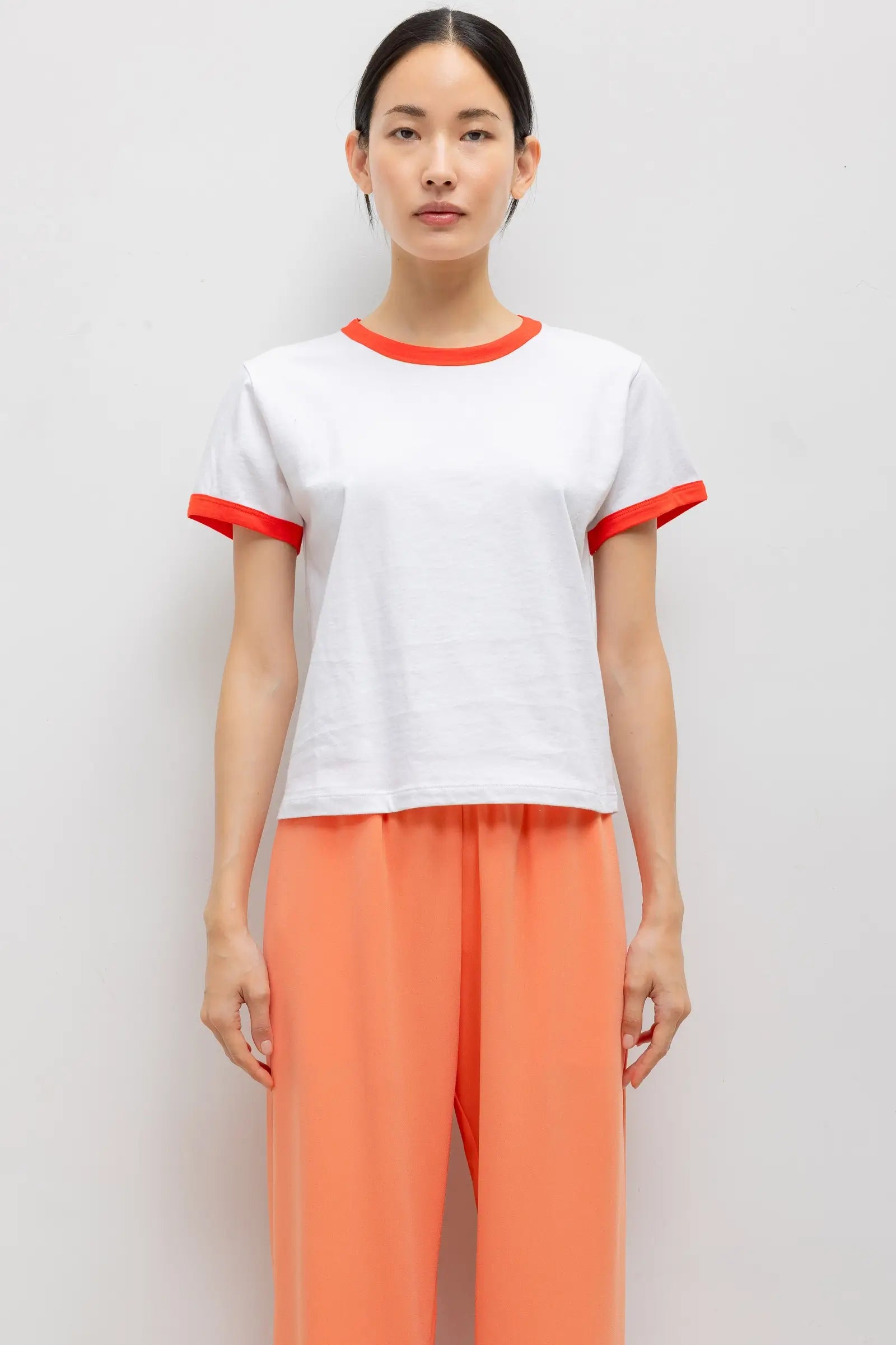 MARGO RINGER TEE - CERISE WHITE