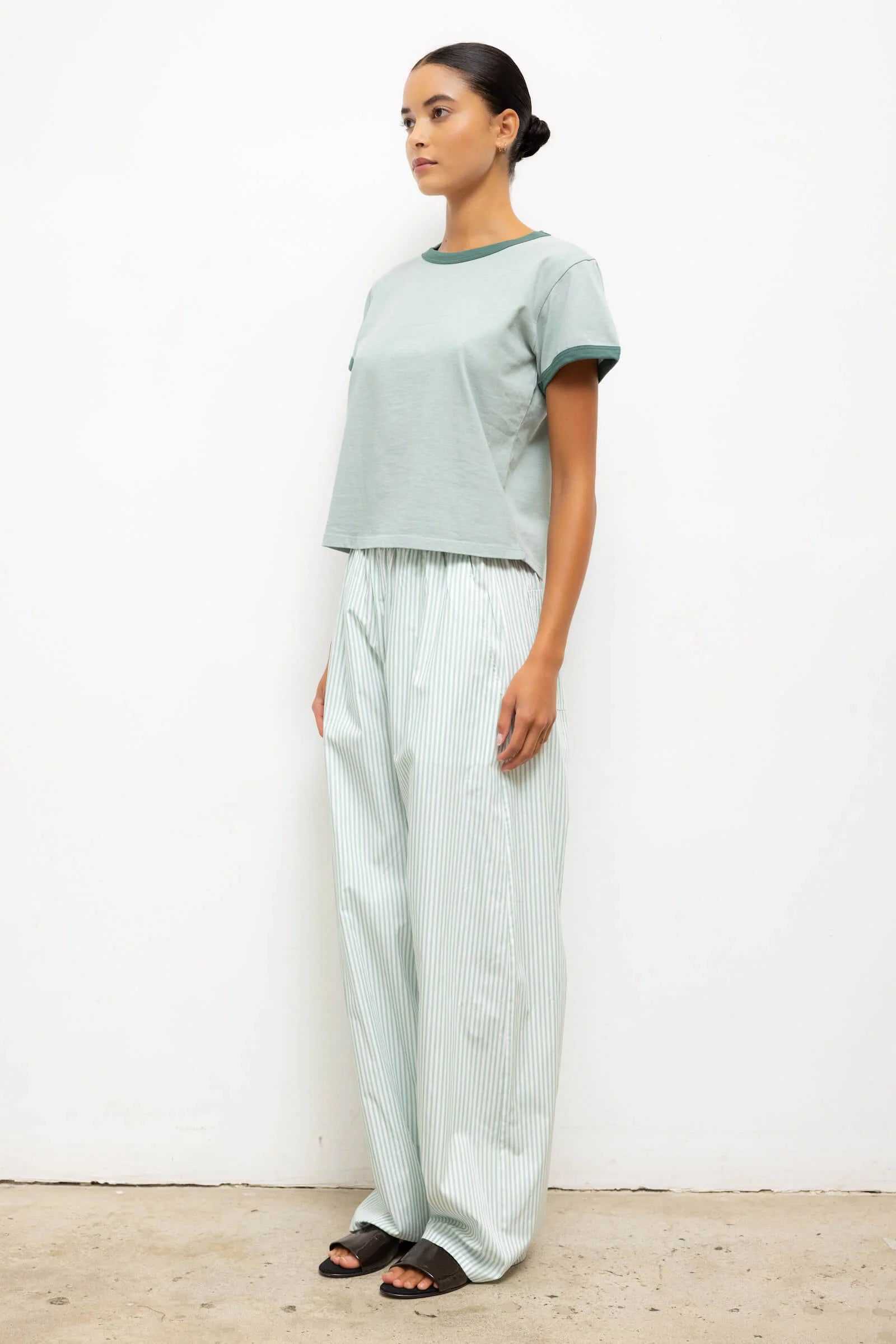 YOSHI STRIPE WIDE LEG PANT - VERT STRIPE