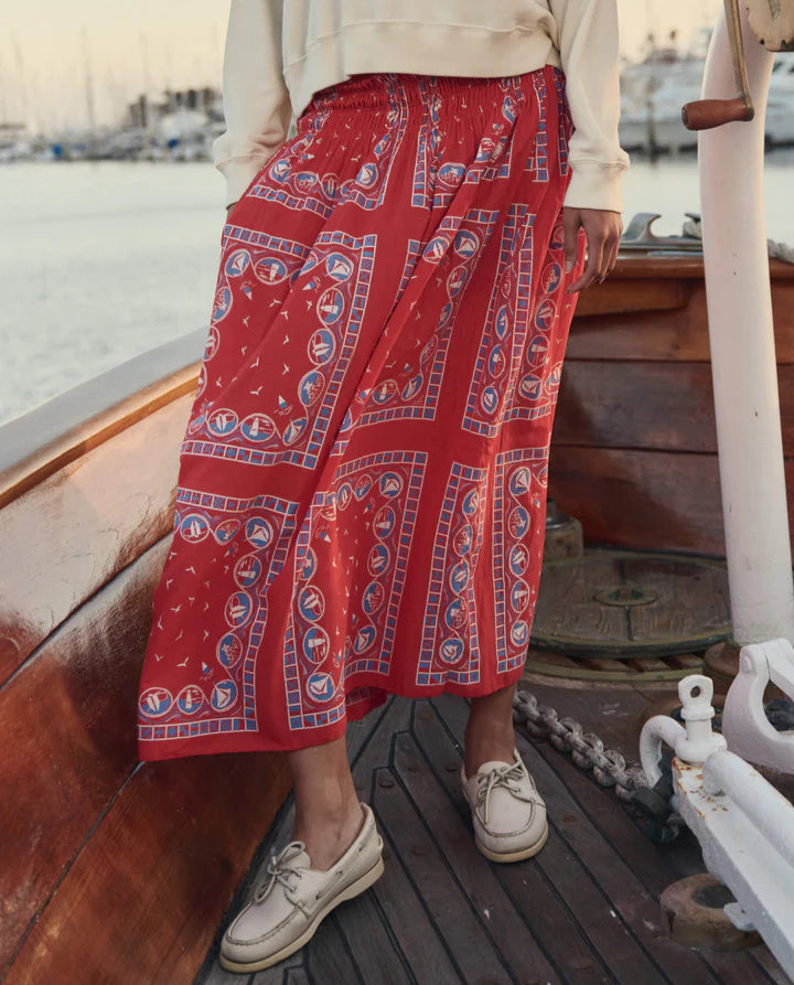 THE CANARY SKIRT - RED SAILBOAT BANDANA