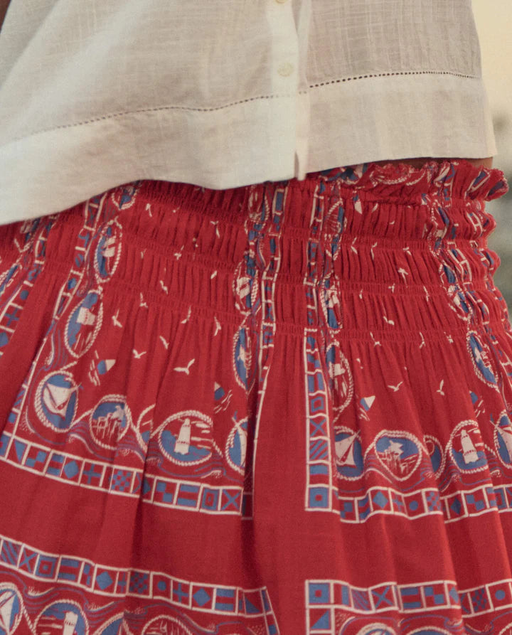THE CANARY SKIRT - RED SAILBOAT BANDANA