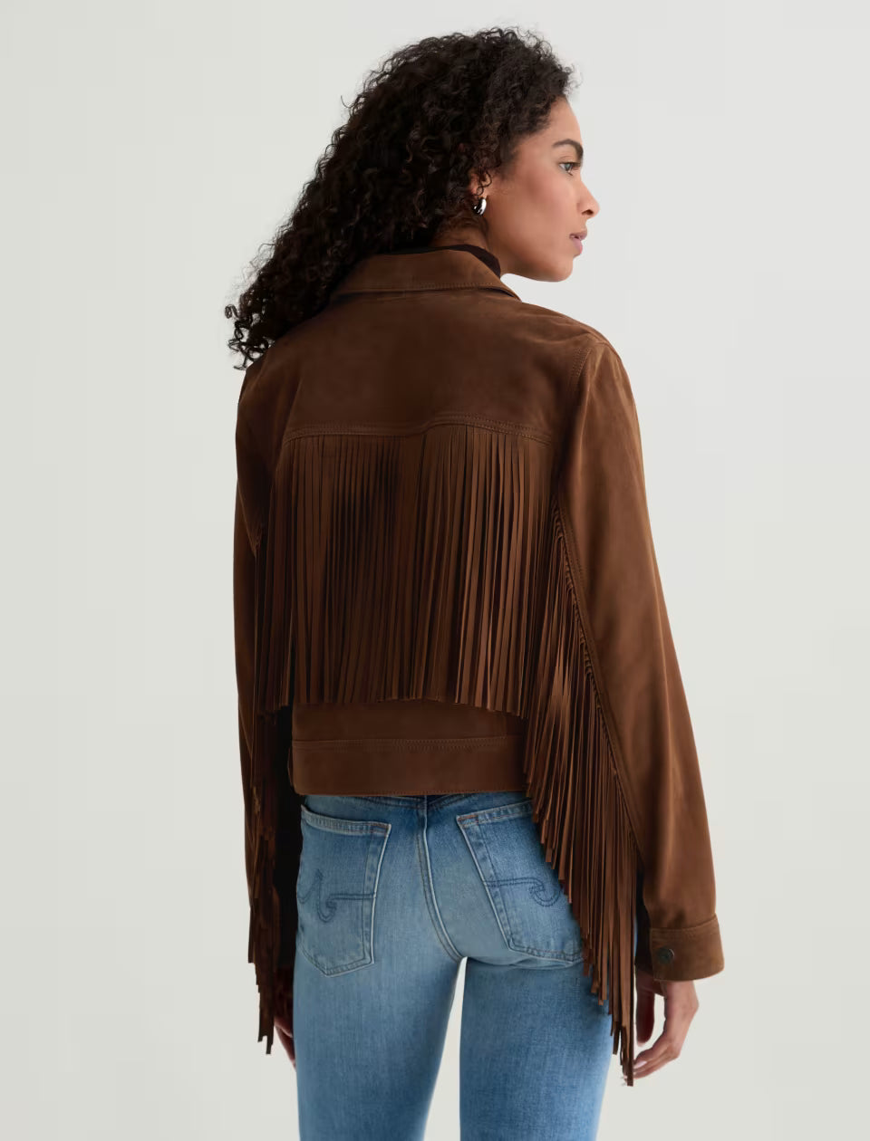 MOLLY - FRINGED TRUCKER JACKET - TOFFEE