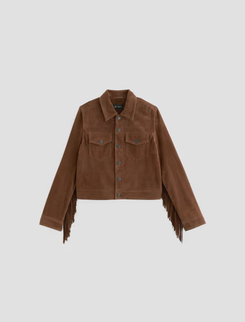 MOLLY - FRINGED TRUCKER JACKET - TOFFEE