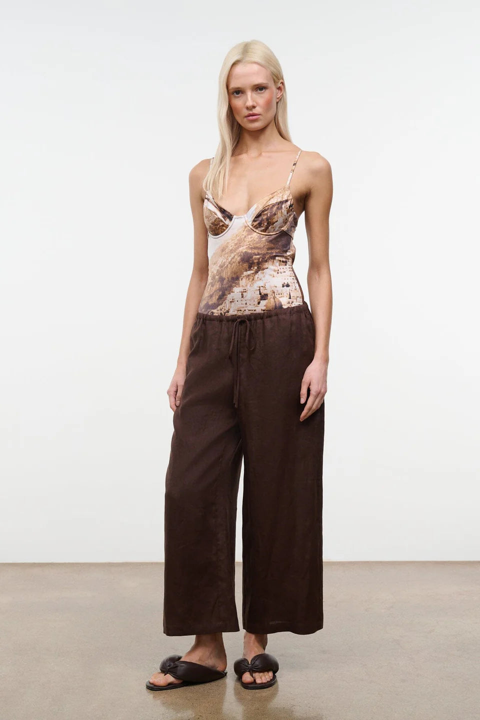 MATEO LINEN CROPPED PANT - ROOT