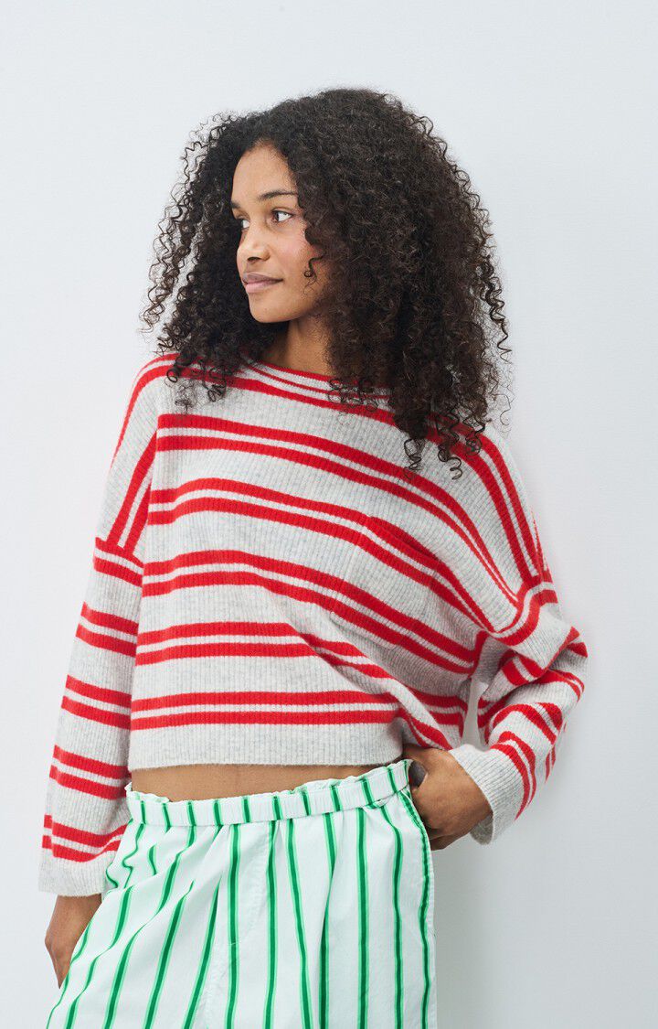 WOMEN'S JUMPER RAXOW - HEATHER GRAY / STRAWBERRY STRIPES