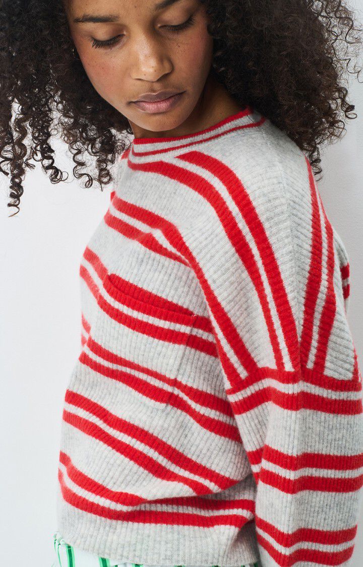 WOMEN'S JUMPER RAXOW - HEATHER GRAY / STRAWBERRY STRIPES