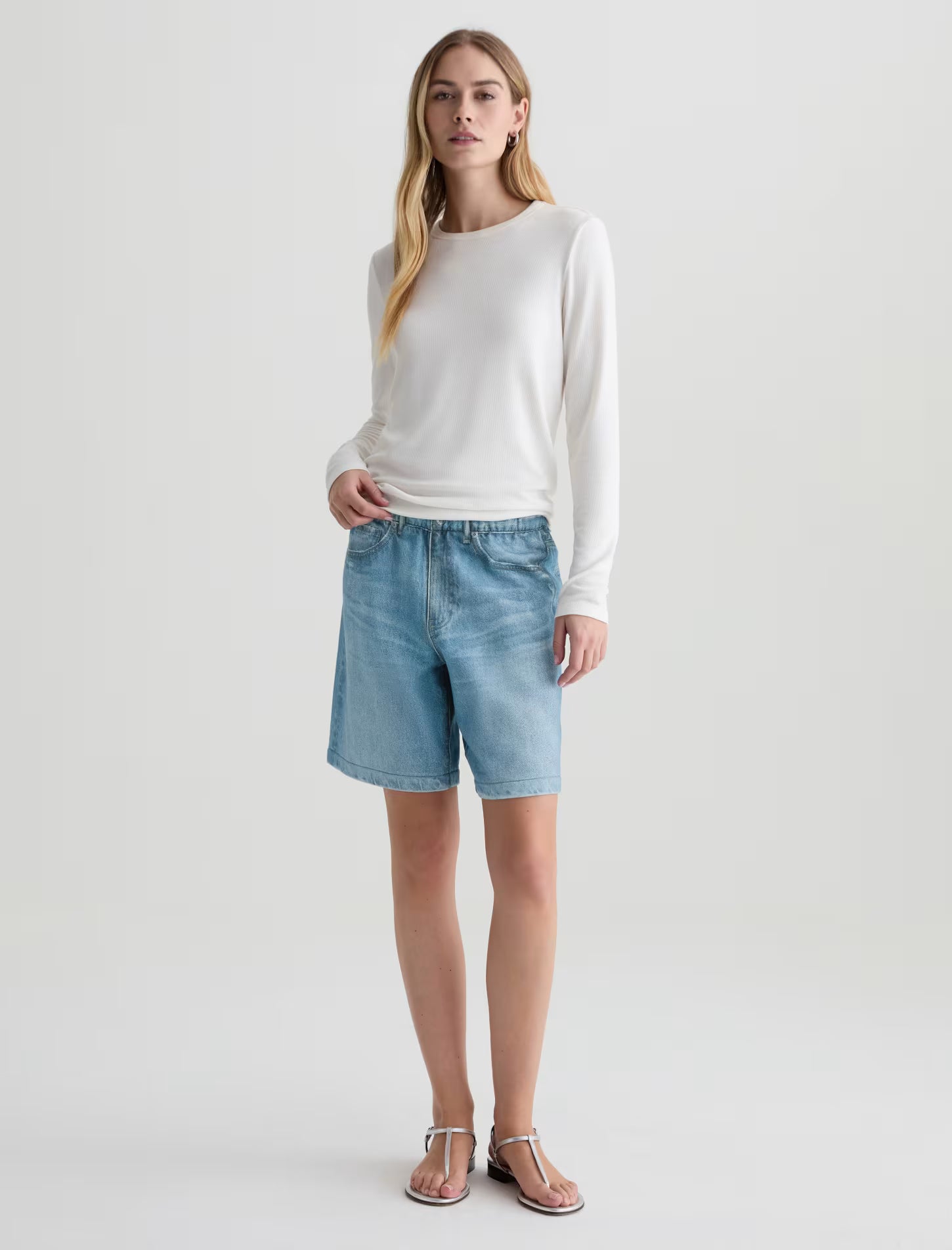 EX-BOYFRIEND OFF-DUTY DENIM SWEATSHORT - SPLASH