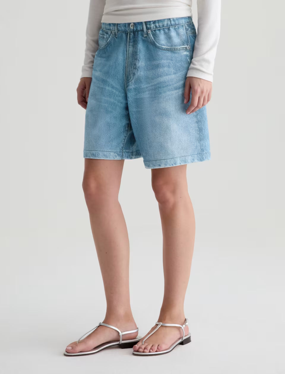 EX-BOYFRIEND OFF-DUTY DENIM SWEATSHORT - SPLASH