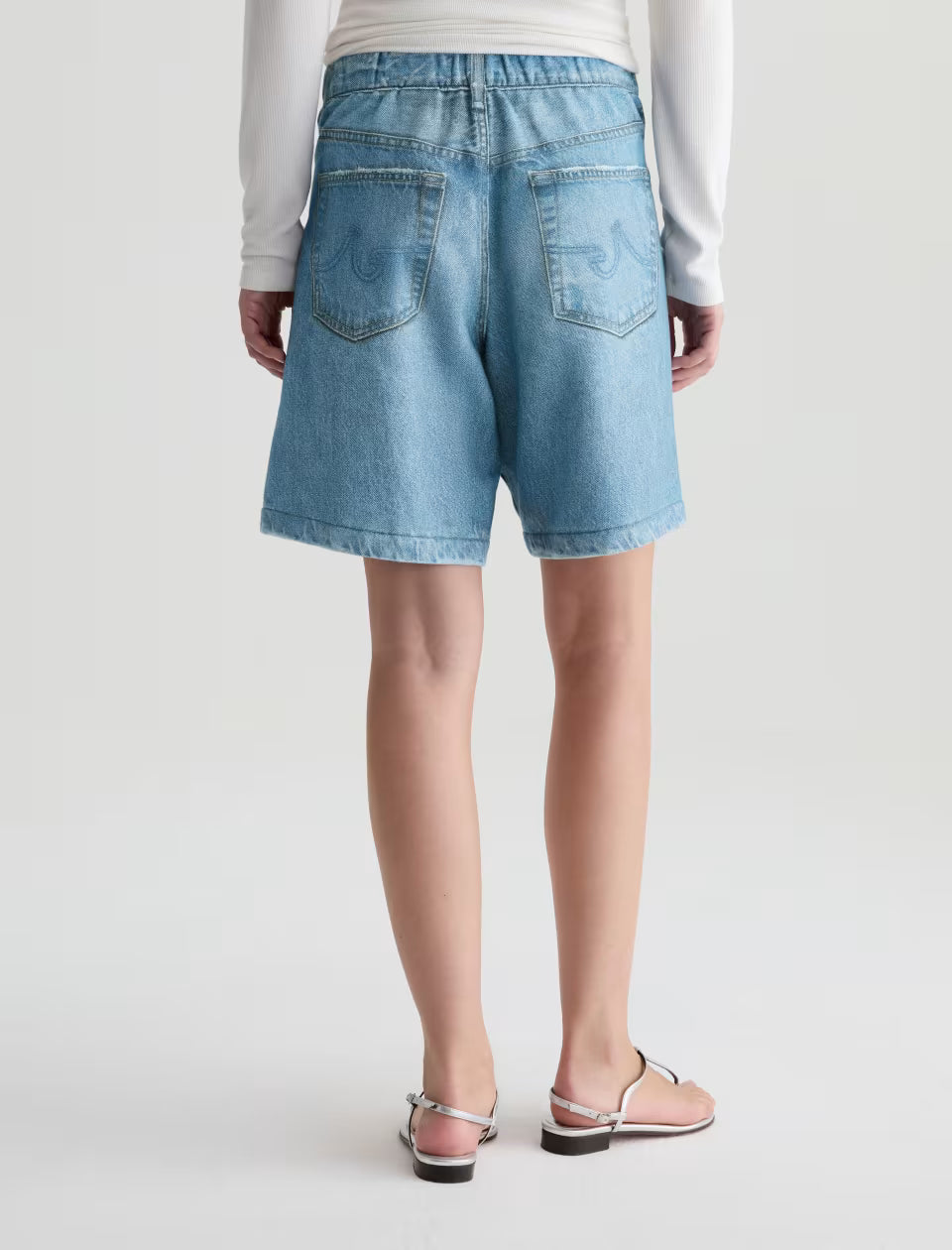 EX-BOYFRIEND OFF-DUTY DENIM SWEATSHORT - SPLASH