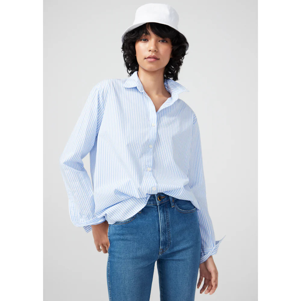 THE HUTTON OVERSIZED SHIRT - WHITE/SKY