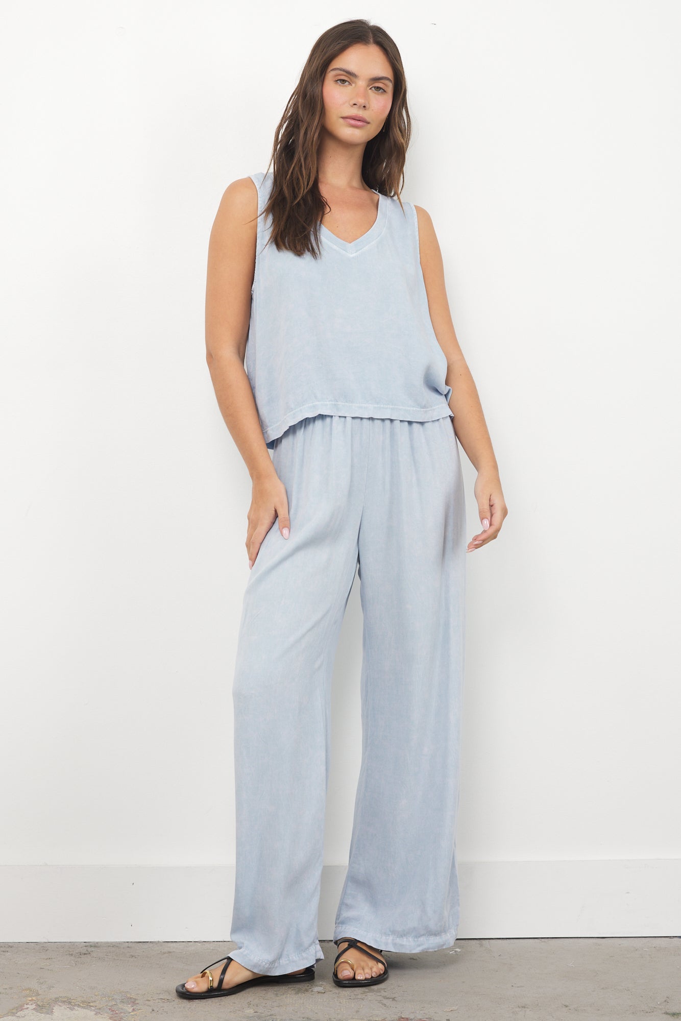 HELENA V-NECK TANK - WASHED INDIGO