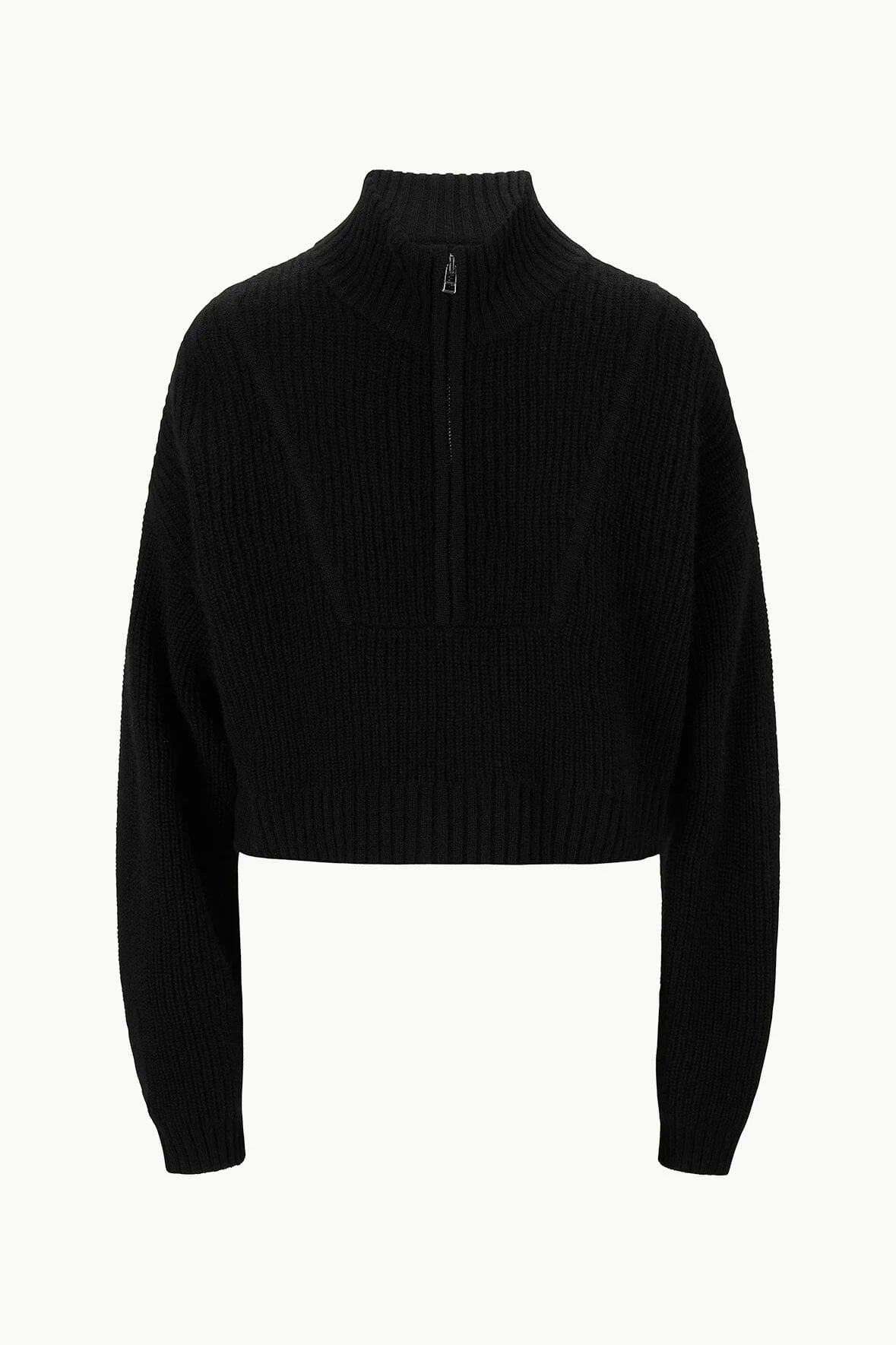CASHMERE CROPPED HAMPTON SWEATER - BLACK