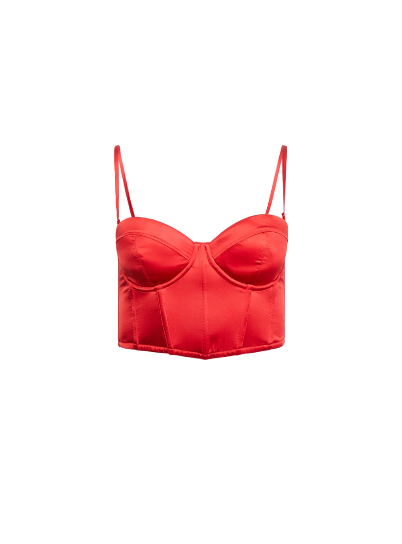 CROPPED HAMPTONS BUSTIER - RED