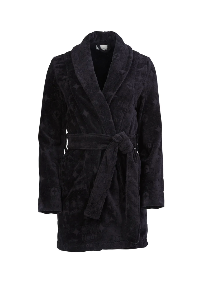 TERRYCLOTH SHORT ROBE - BLACK