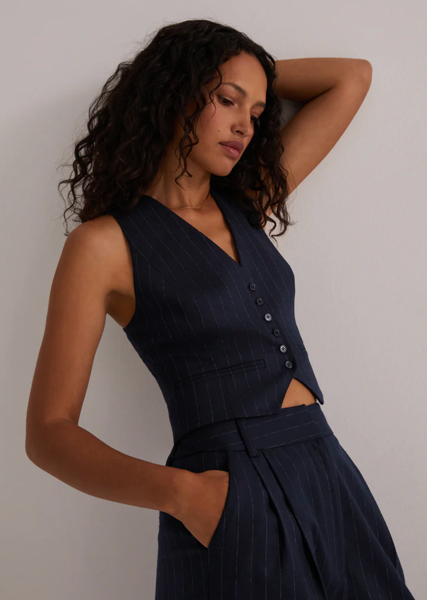 THE FAVORITE VEST - NAVY PINSTRIPE