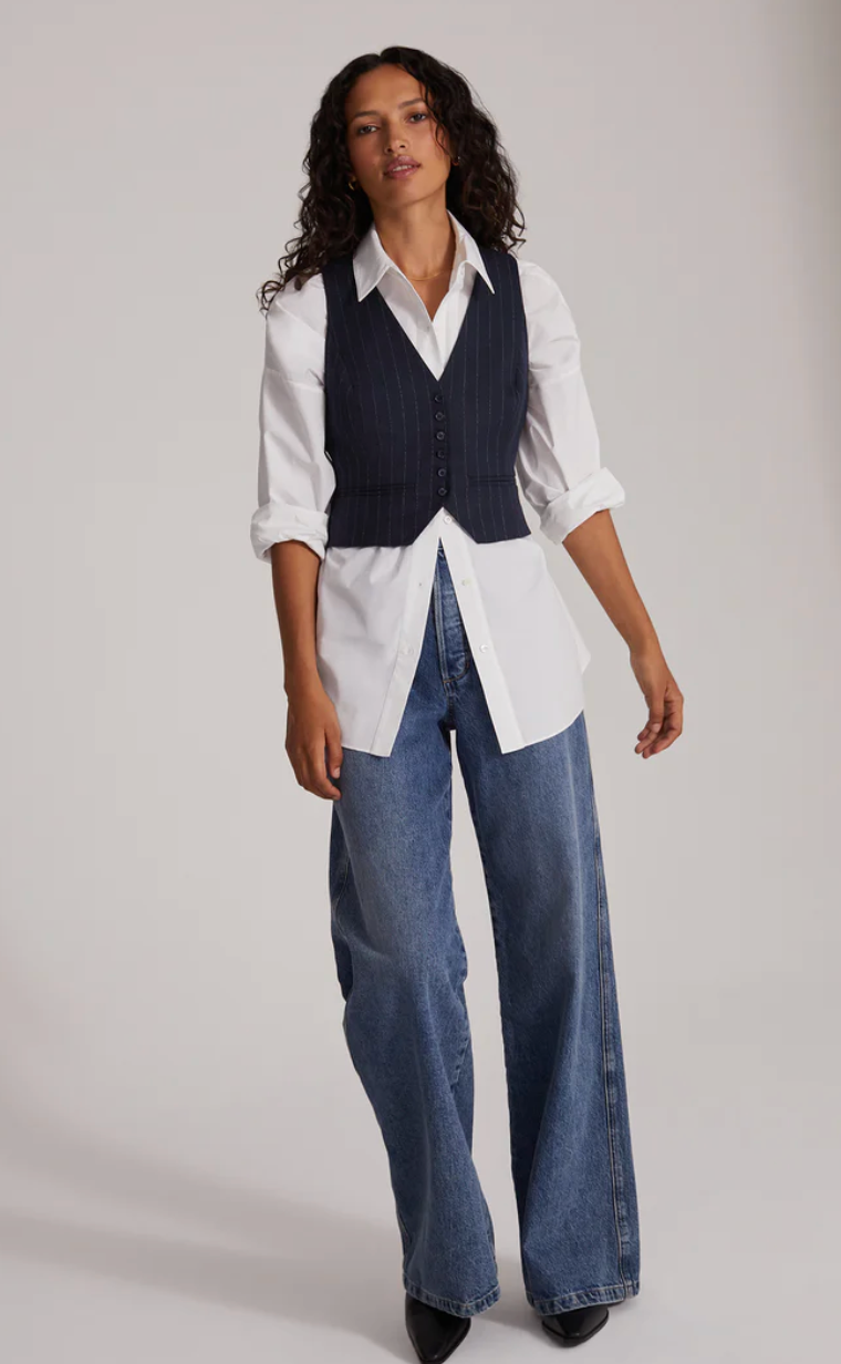 THE FAVORITE VEST - NAVY PINSTRIPE