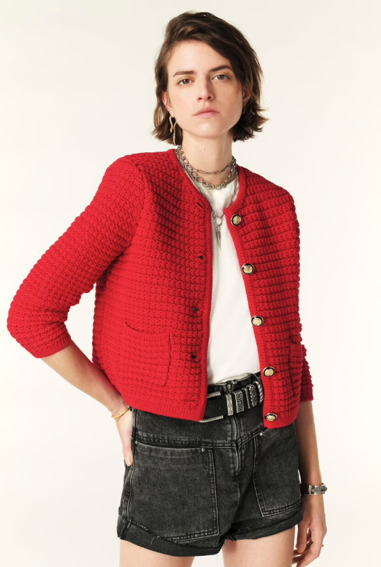 GASPARD - DECORATIVE KNIT CARDIGAN - RED