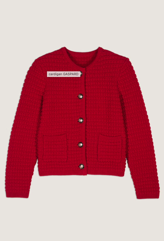 GASPARD - DECORATIVE KNIT CARDIGAN - RED