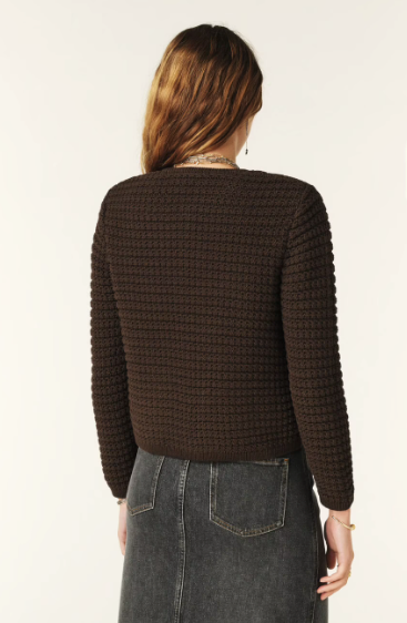 GASPARD LONG SLEEVE CARDIGAN - BROWN