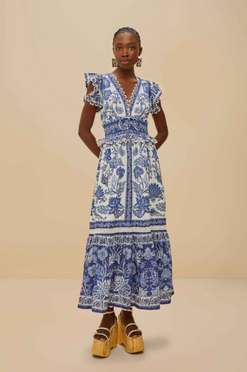 OFF-WHITE SHELL GARDEN MAXI DRESS