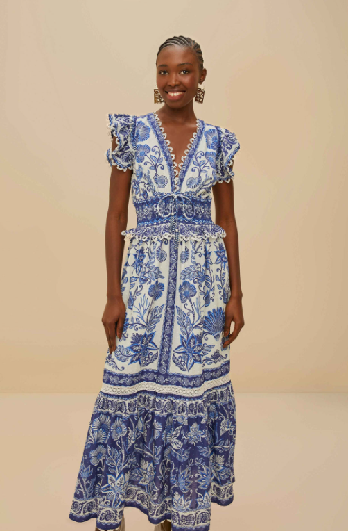 OFF-WHITE SHELL GARDEN MAXI DRESS