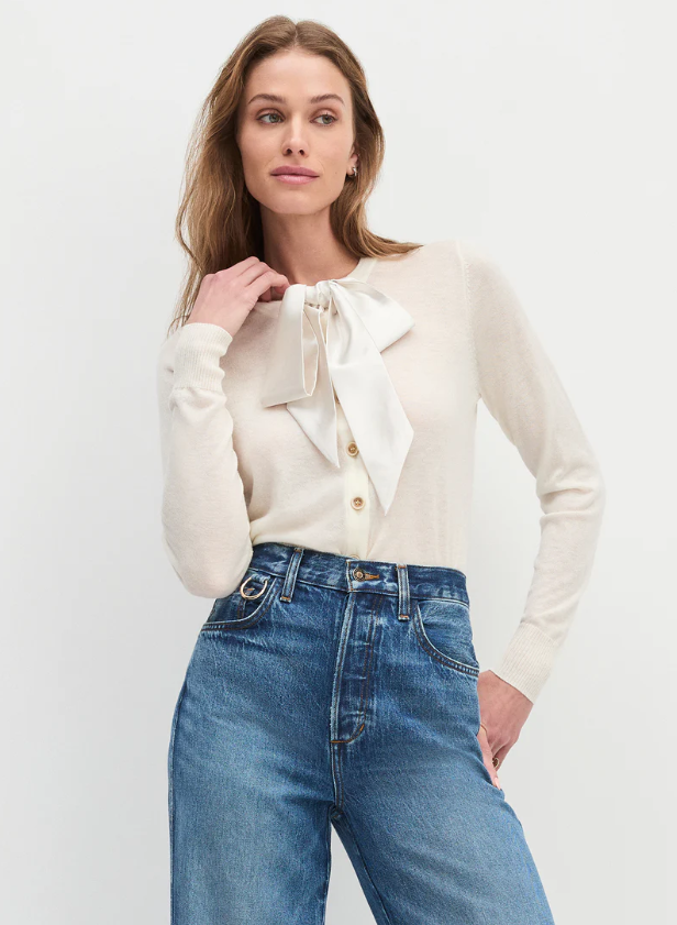 THE TAKE A BOW CARDIGAN - IVORY