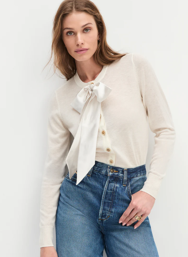 THE TAKE A BOW CARDIGAN - IVORY