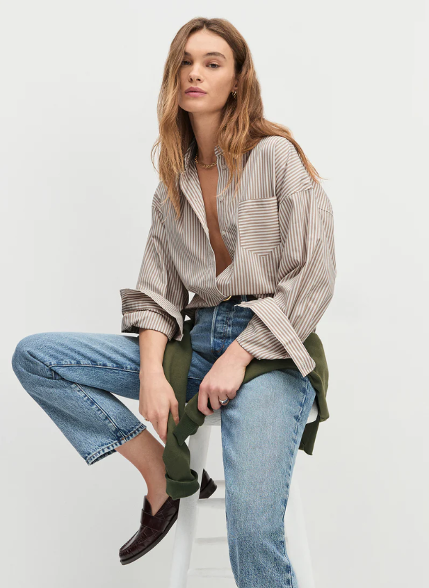THE BEAU SHIRT - MOCHA STRIPE