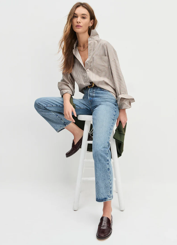 THE BEAU SHIRT - MOCHA STRIPE