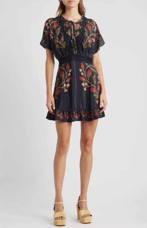 BERRY GARDEN BLACK MINI DRESS