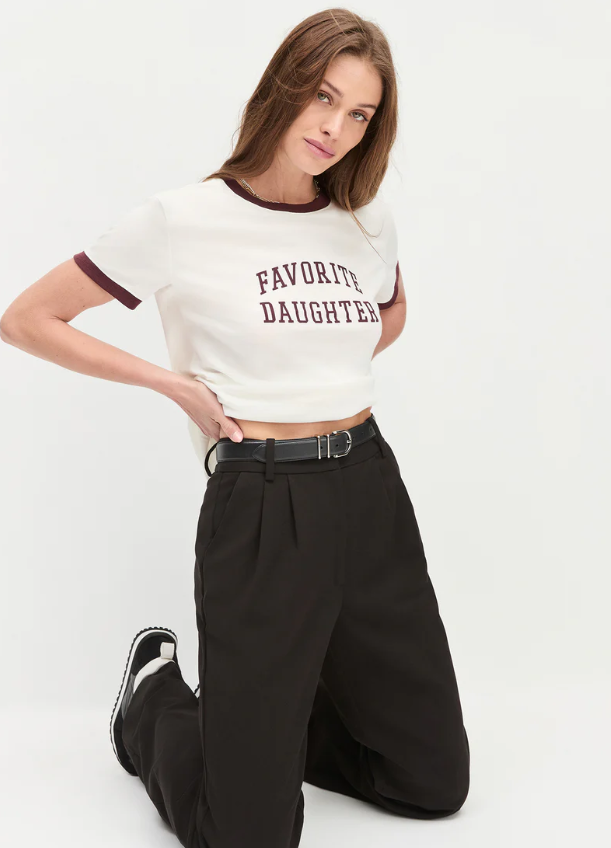 THE COLLEGIATE RINGER TEE - WHITE/BURGUNDY