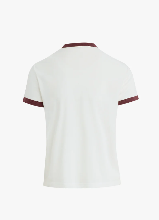 THE COLLEGIATE RINGER TEE - WHITE/BURGUNDY