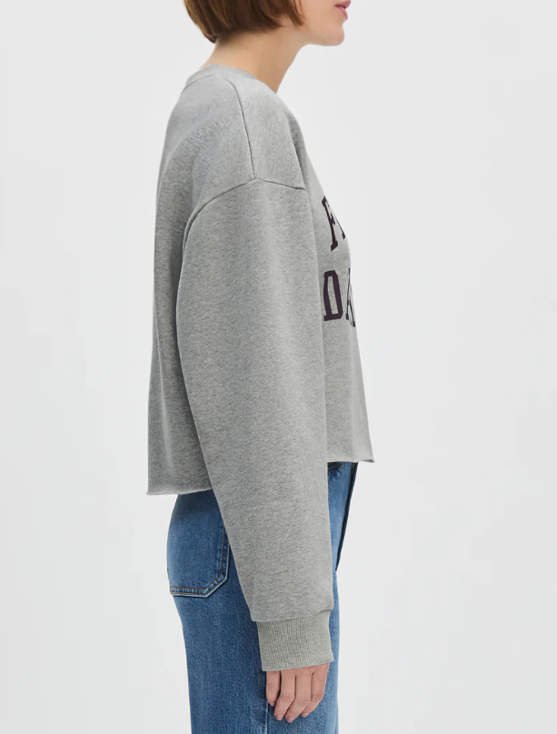 THE CROPPED COLLEGIATE SWEATSHIRT - HEATHER GREY/BURGUNDY
