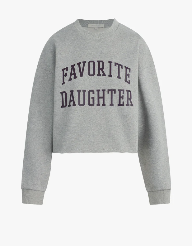 THE CROPPED COLLEGIATE SWEATSHIRT - HEATHER GREY/BURGUNDY